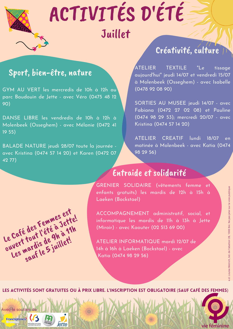 Activités du mois de juillet